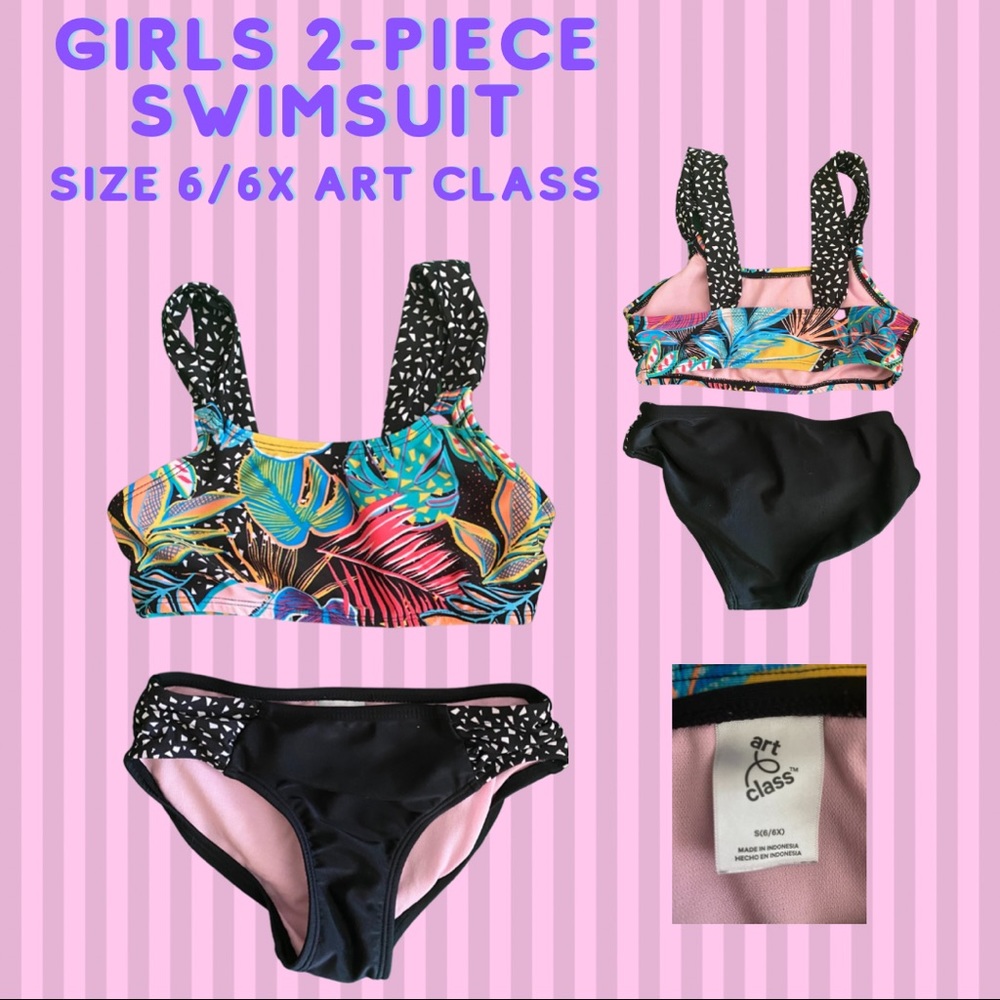 Girls 2-Piece Swimsuit size 6/6s Art Class